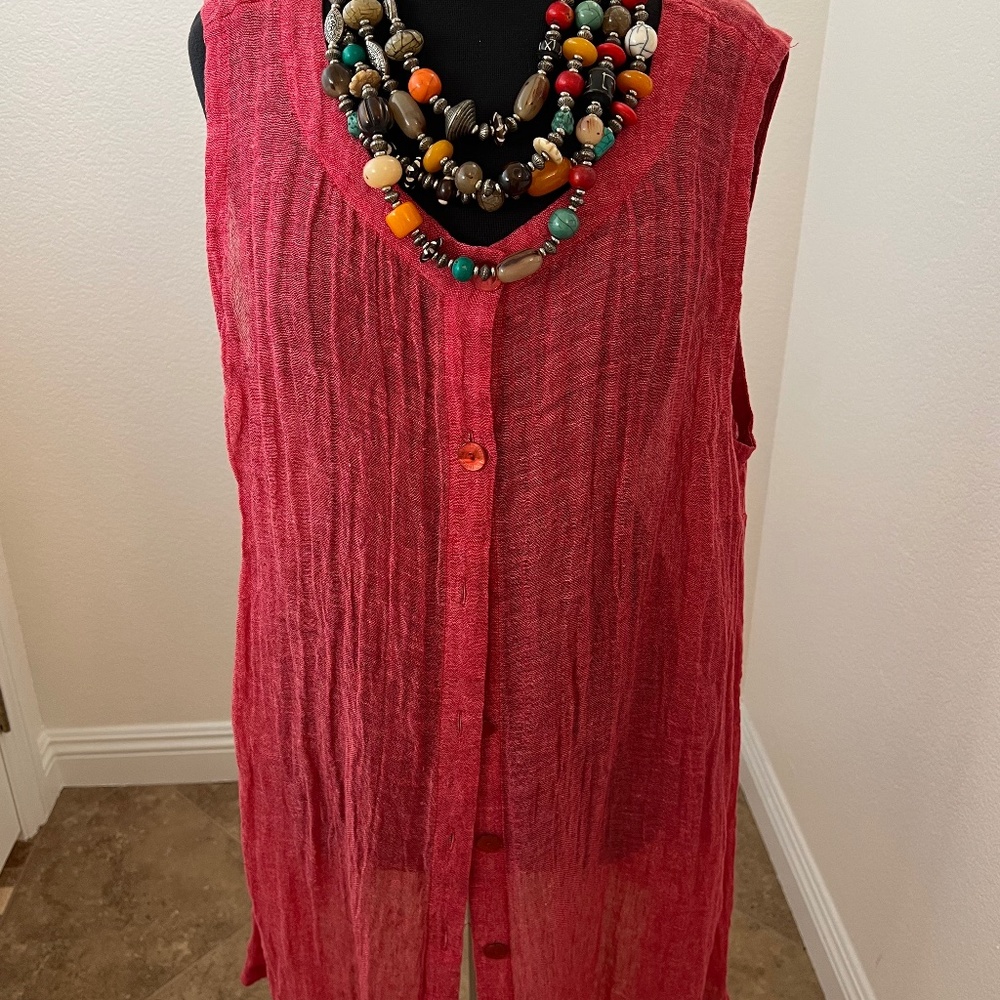 Coral button up vest
